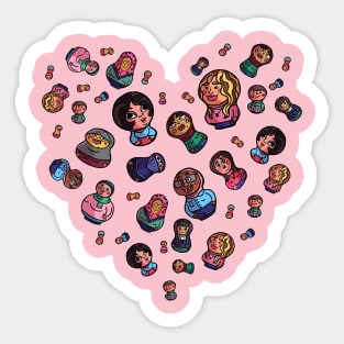 Russian Dolls Heart Sticker